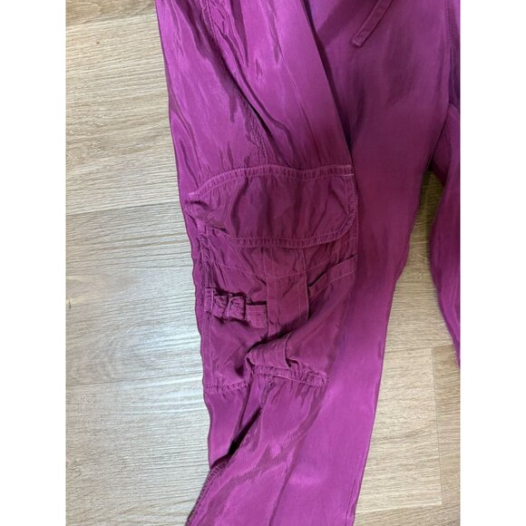 Johnny Was Satin Purple Cargo Pants Size S Boho Night Out Loganlook - Picture 4 of 7